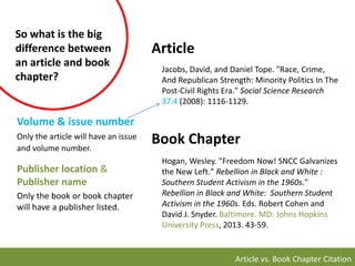 Citation Identification: Article vs Book Chapter | PPTX