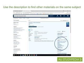 Use the description to find other materials on the same subject
 