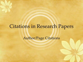 Citations in Research Papers Author/Page Citations 
