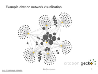 @eLifeInnovation
Example citation network visualisation
9
http://citationgecko.com/
 