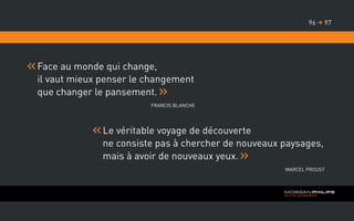 Face au monde qui change,
il vaut mieux penser le changement
que changer le pansement.
Francis Blanche
	Le véritable voyage de découverte
ne consiste pas à chercher de nouveaux paysages,
mais à avoir de nouveaux yeux.
Marcel Proust
9796 
 