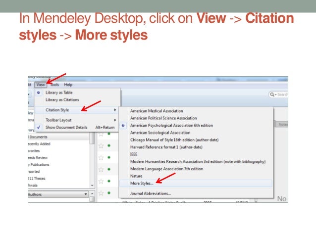 Citation Styles in Mendeley