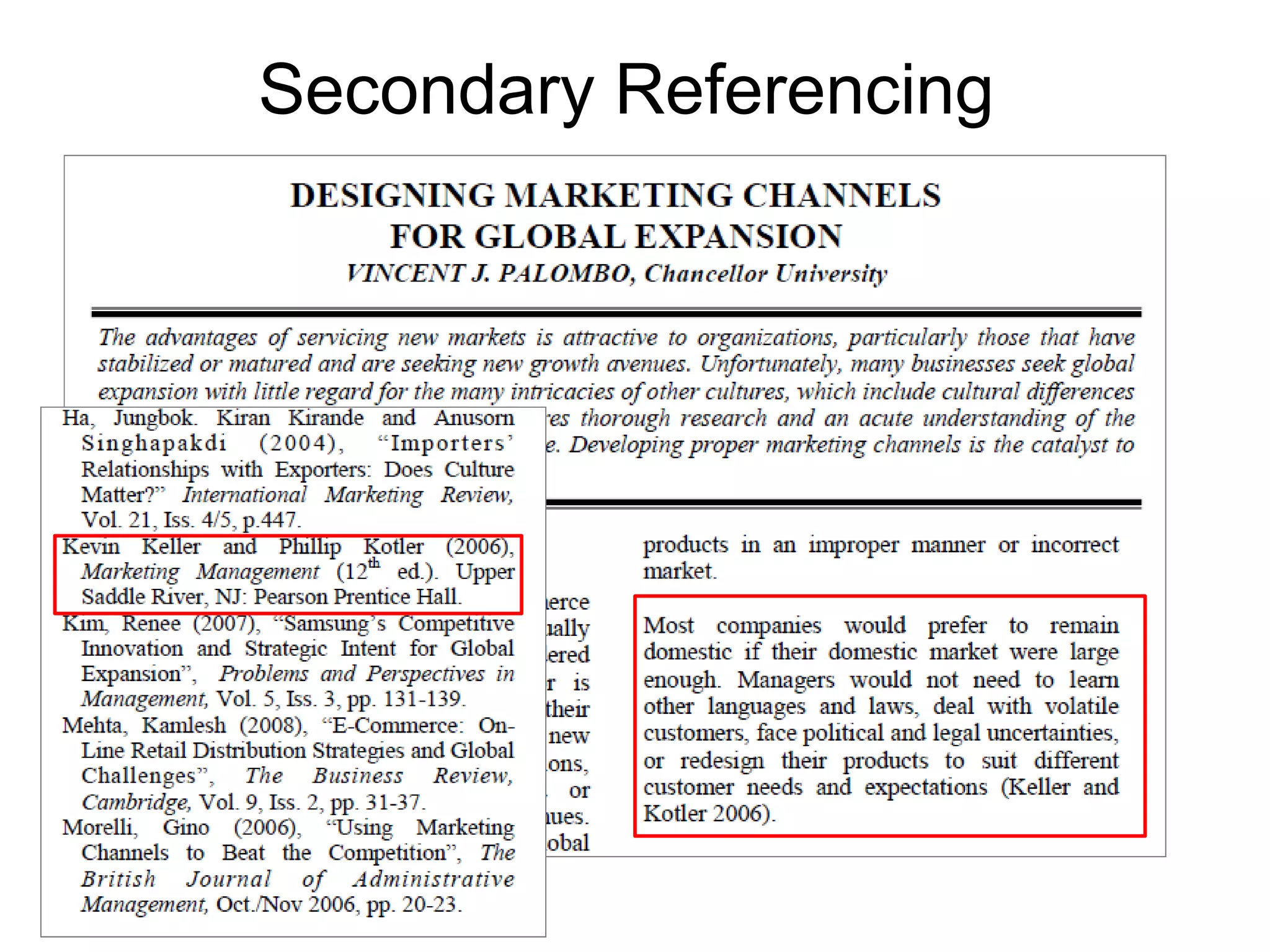 Secondary Referencing
 