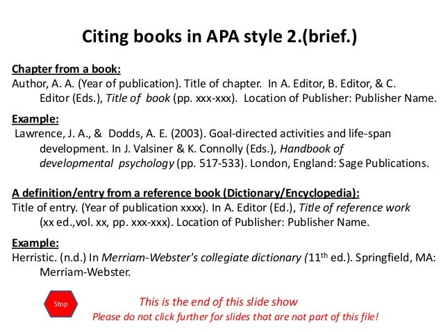 Cite articles books in apa style briefbw