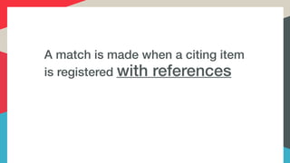 A match is made when a citing item
is registered with references
 