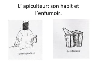 L’ apiculteur: son habit et
l’enfumoir.
 