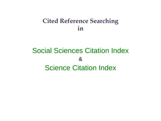Cited Reference Searching