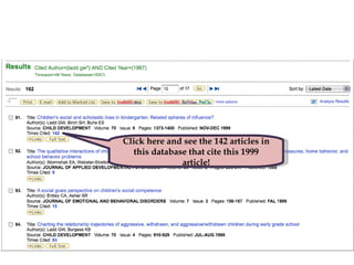 Click here and see the 142 articles in this database that cite this 1999 article! 