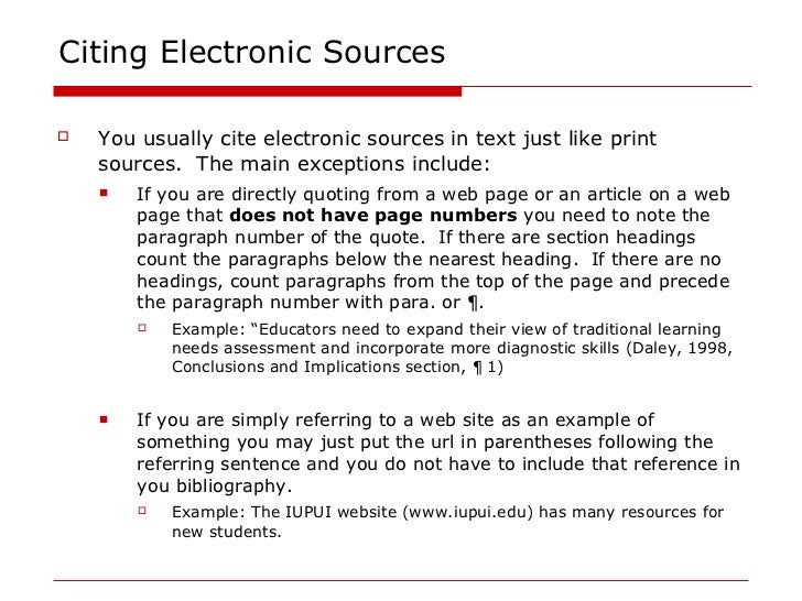 Citing an online source in an essay