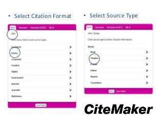 • Select Citation Format • Select Source Type
 