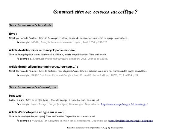 Citer ses sources Citer ses sources