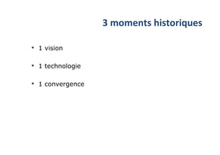 3	moments	historiques	
•  1 vision
•  1 technologie
•  1 convergence
 