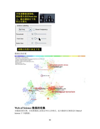 82
微调后的结果
Web of Science 数据的收集
该数据需要付费，在收集数据之前保证单位已经购买，进入数据库后确保是在 Web of
Science 下下载数据。
字体调整微调策略：
鼠标箭头放在Font size
上，敲击键盘右下角
的左右箭头
调整后的图片参见下页
 