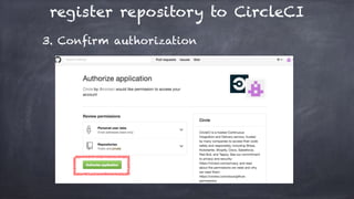 register repository to CircleCI
3. Confirm authorization
 