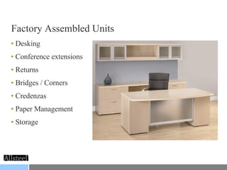 Desking Conference extensions Returns Bridges / Corners Credenzas Paper Management Storage Factory Assembled Units 