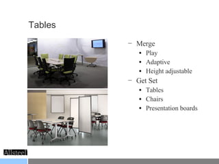 Tables Merge Play Adaptive Height adjustable Get Set Tables Chairs Presentation boards 
