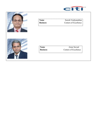 Name Suresh Vaidyanathan
Business Centers of Excellence
Name Amar Savnal
Business Centers of Excellence
 