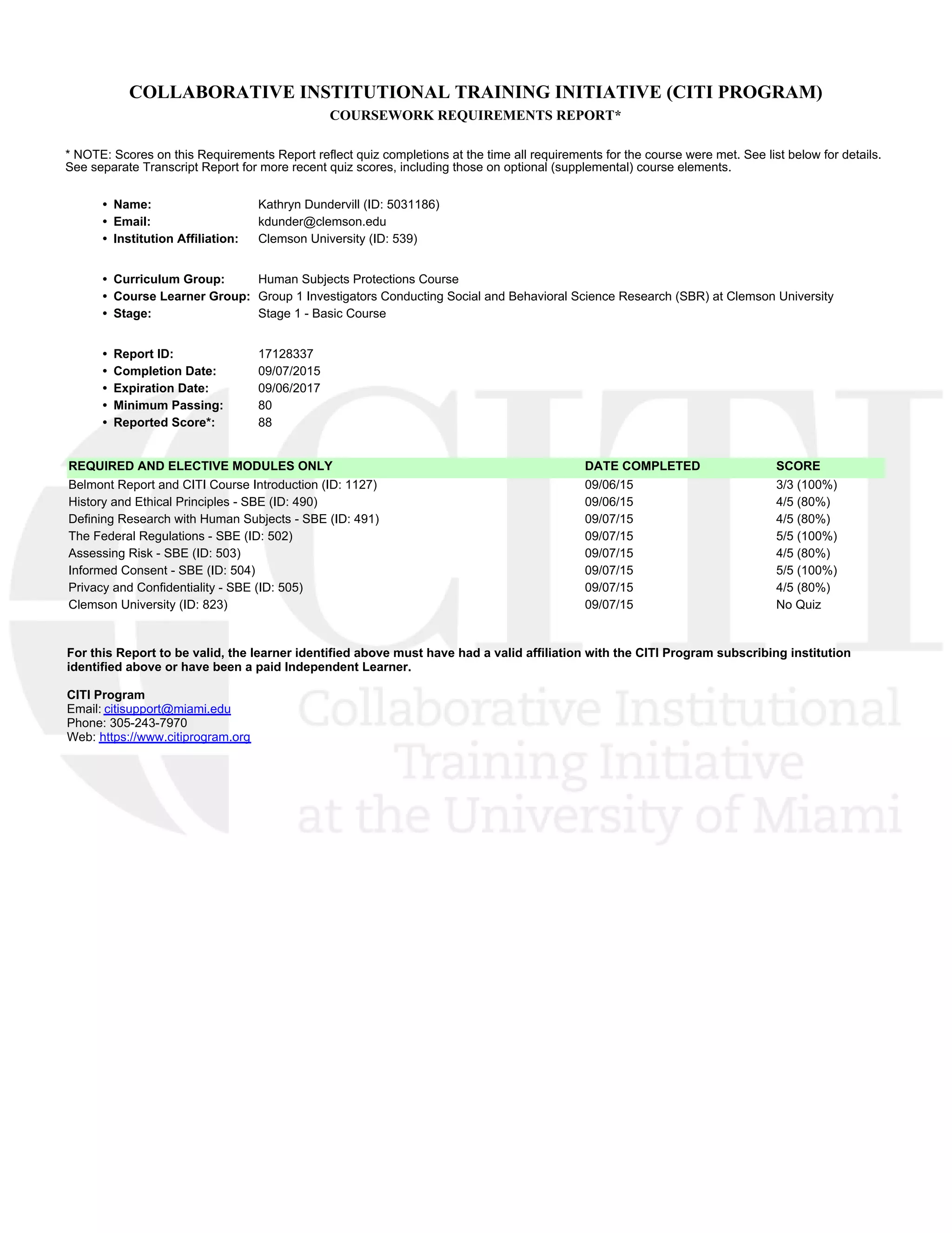 Citi completionreportdundervill PDF
