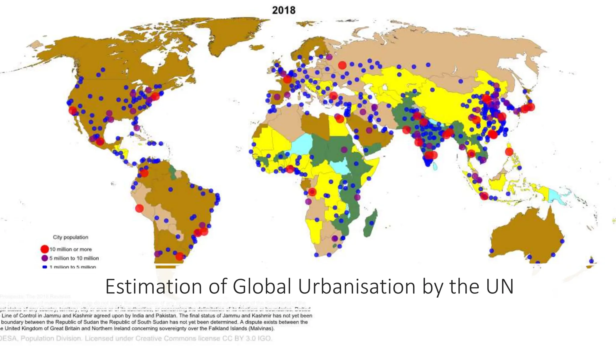 Estimation of Global Urbanisation by the UN
 