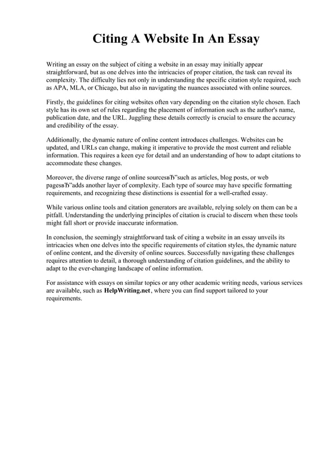 Citing a website in an essay pdf