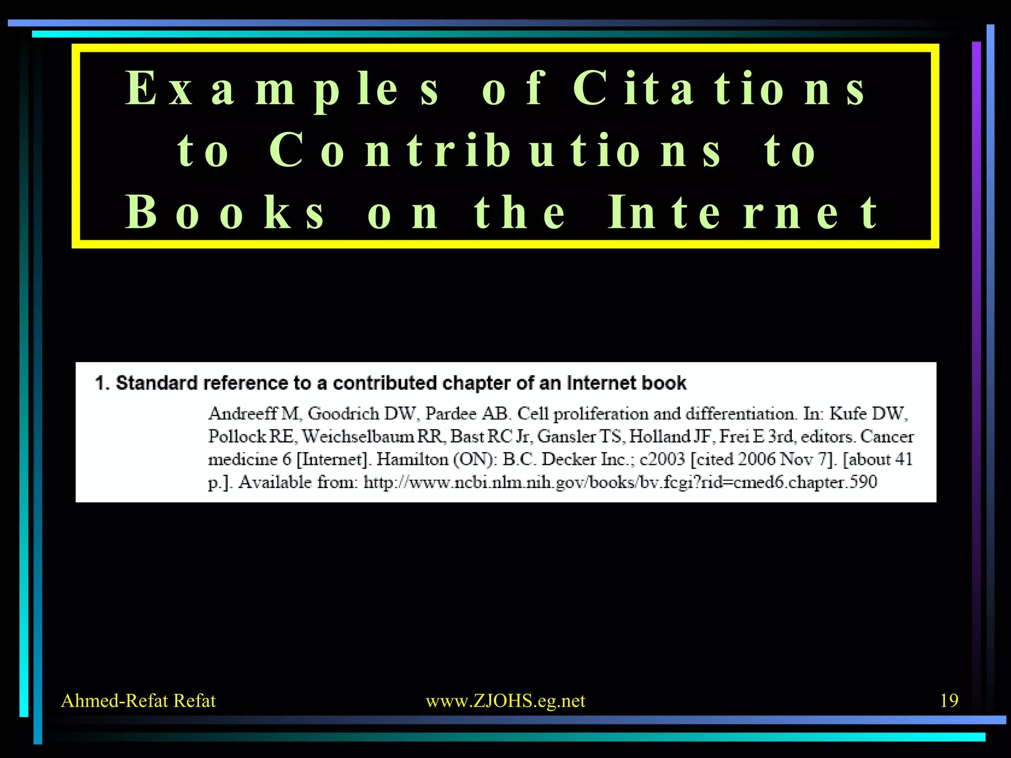 Examples of Citations to Contributions to Books on the Internet 