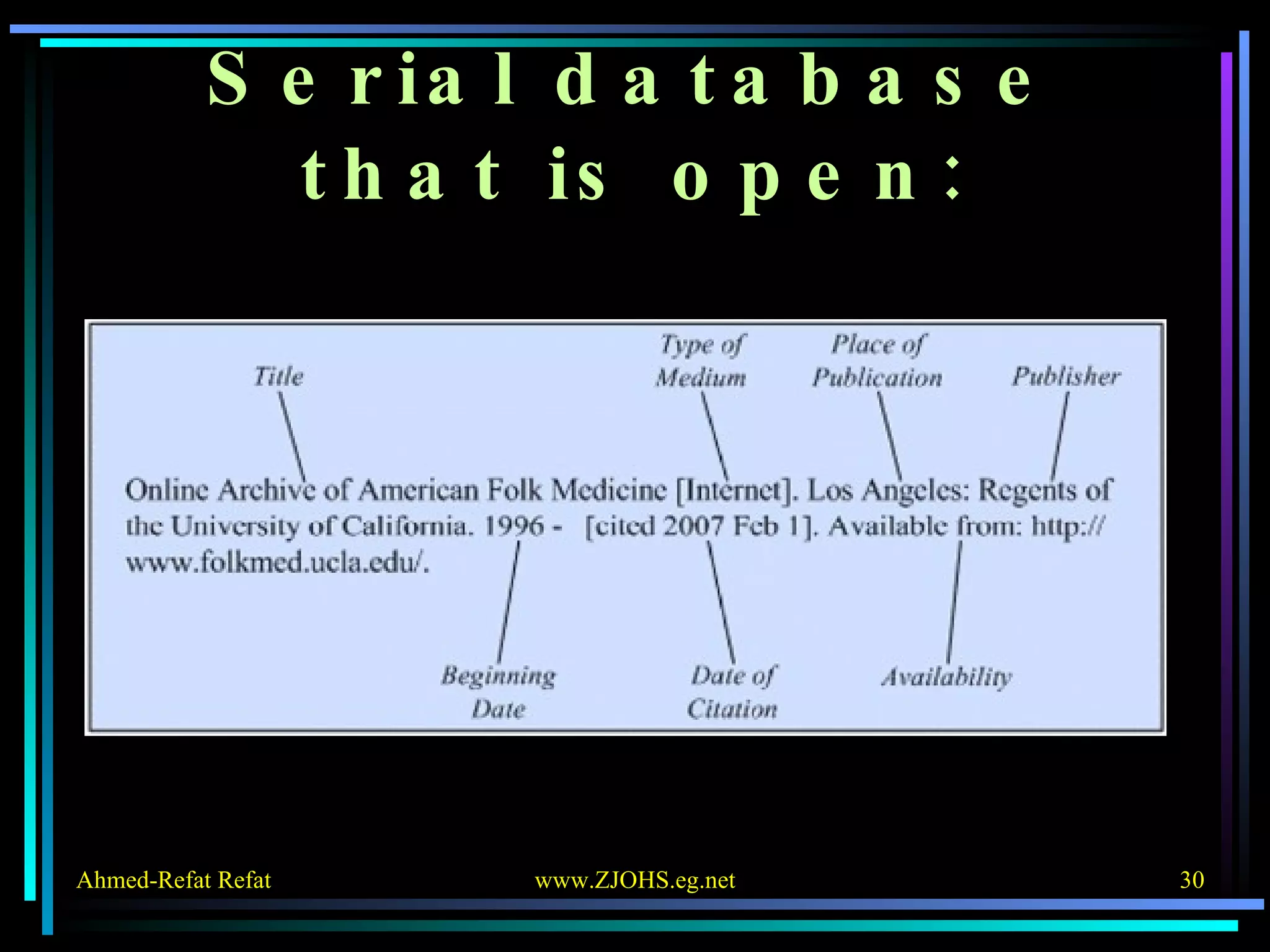 Serial database that is open: 