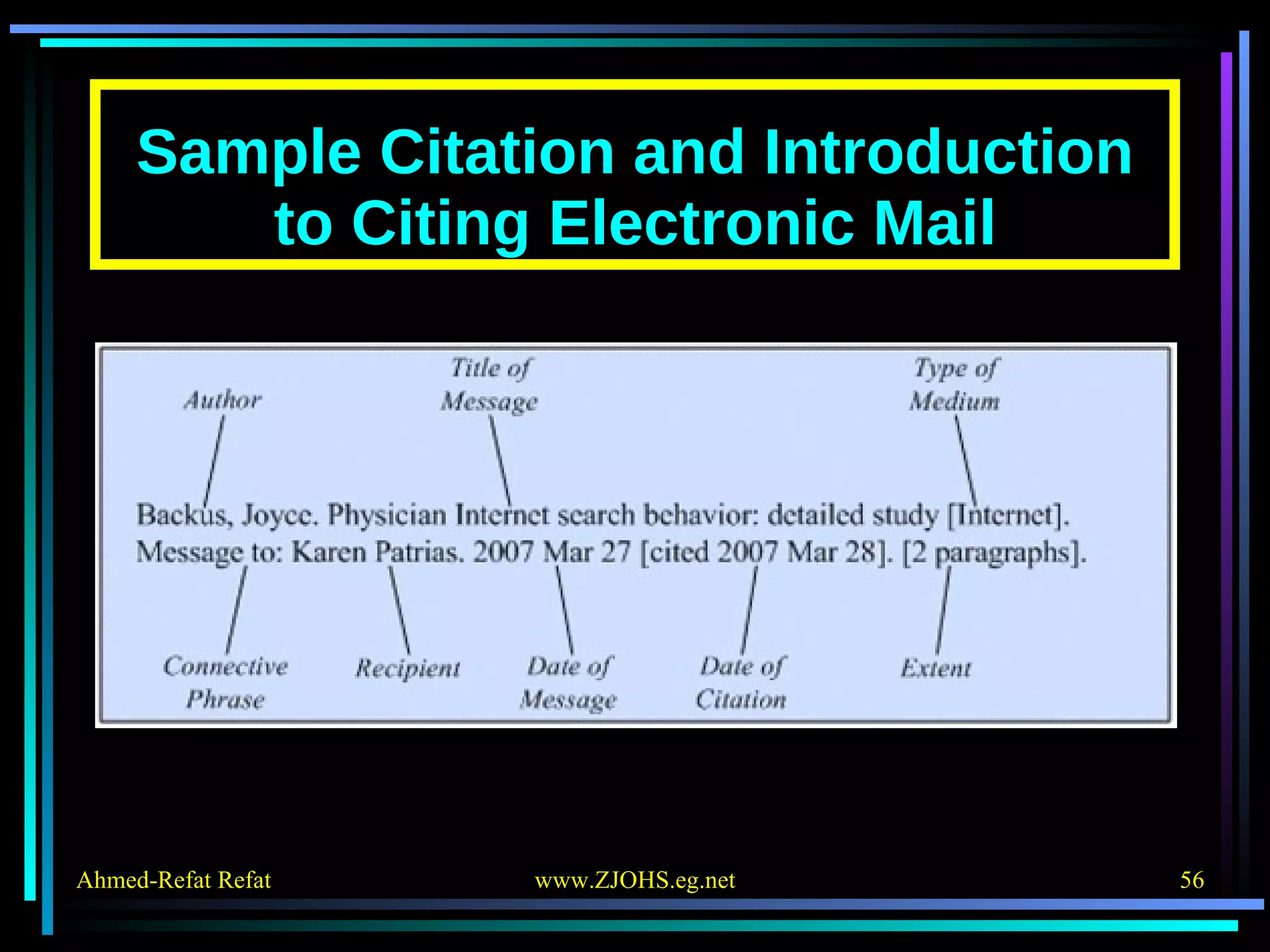 Sample Citation and Introduction to Citing Electronic Mail 