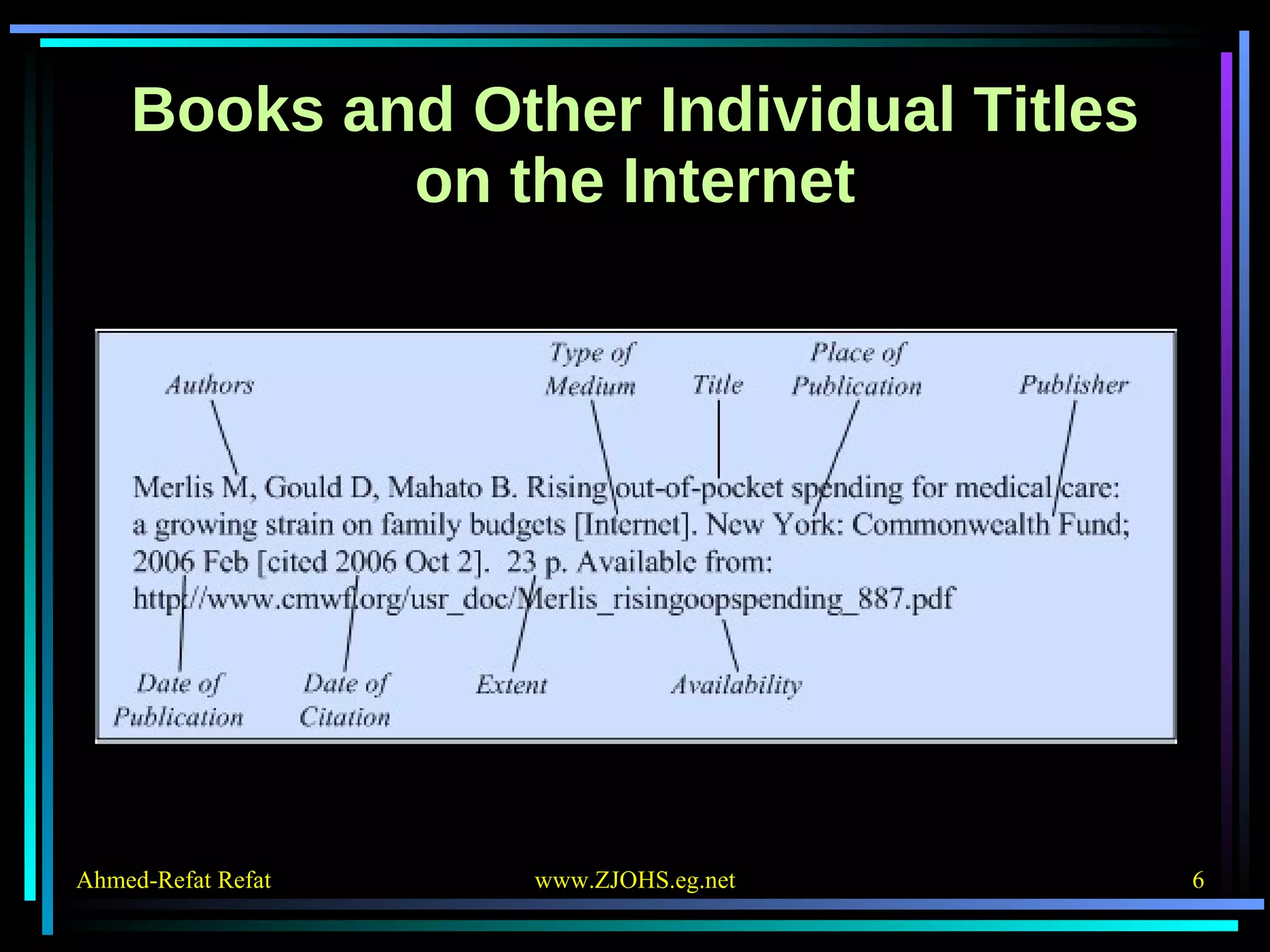 Books and Other Individual Titles on the Internet 