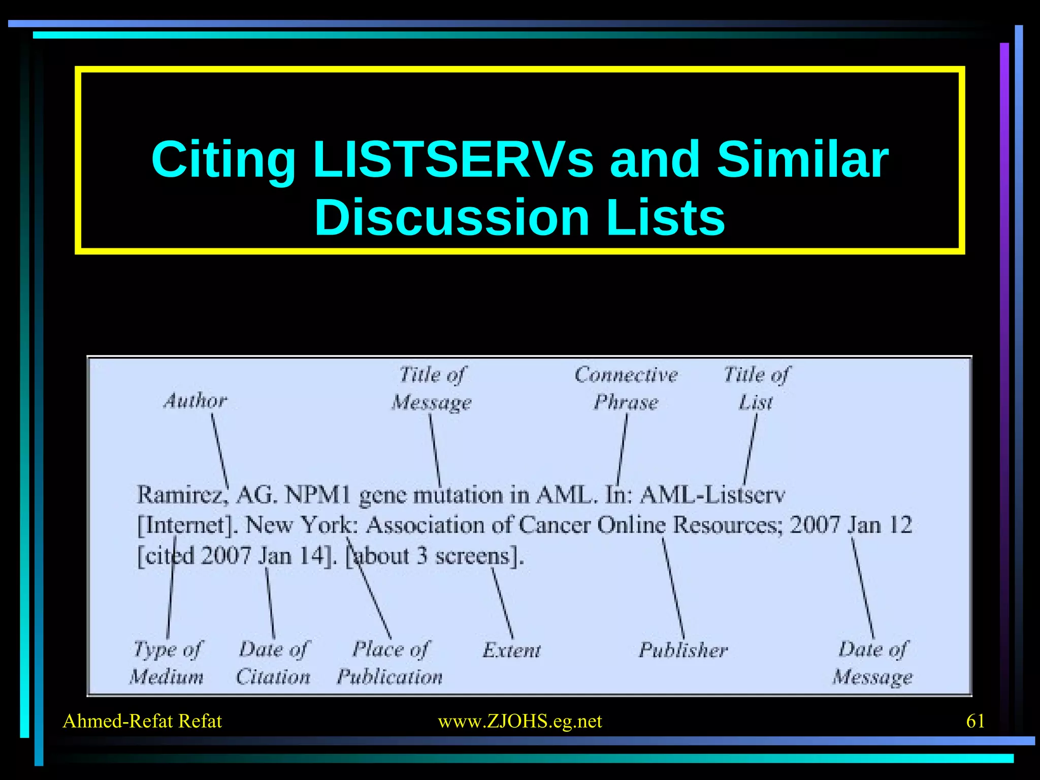 Citing LISTSERVs and Similar Discussion Lists 