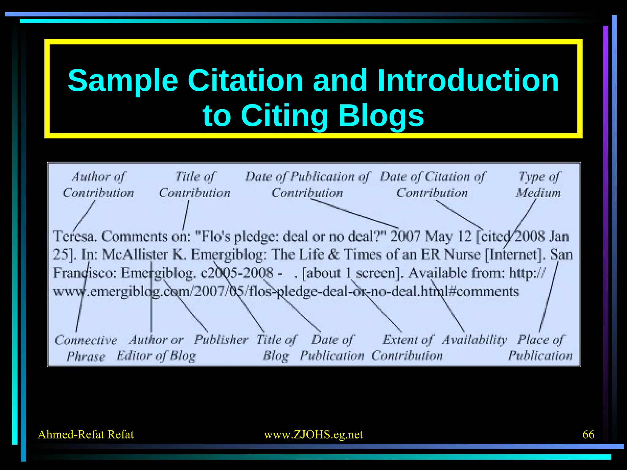Sample Citation and Introduction to Citing Blogs 