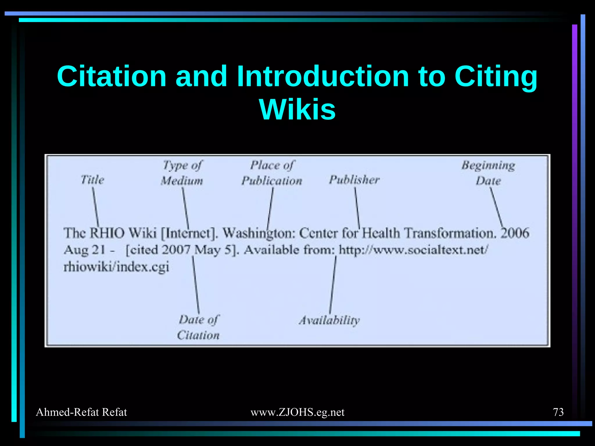 Citation and Introduction to Citing Wikis 