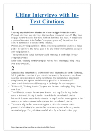 Citing interviews with in | DOCX