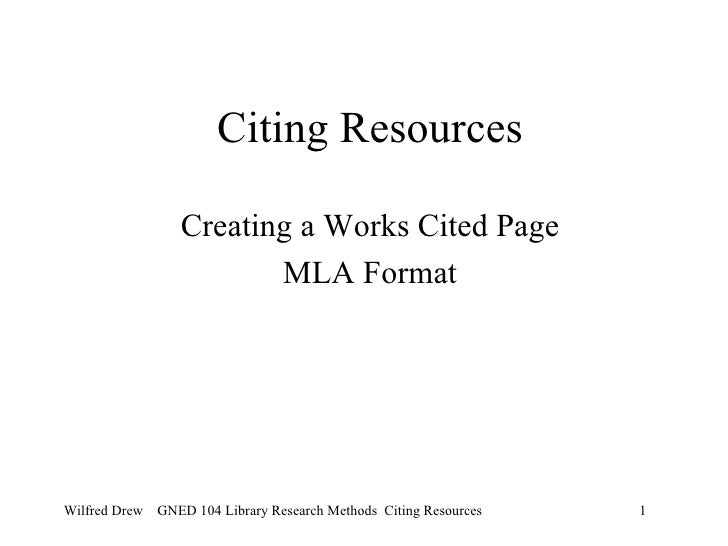 work cited page mla