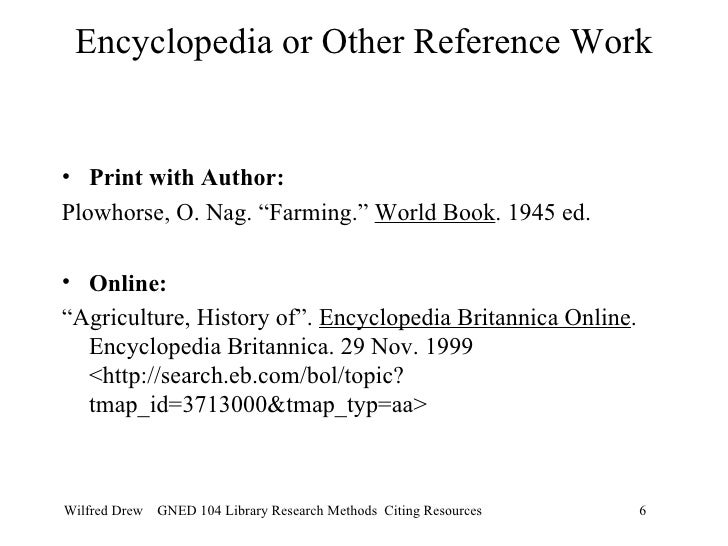 mla format citation example encyclopedia