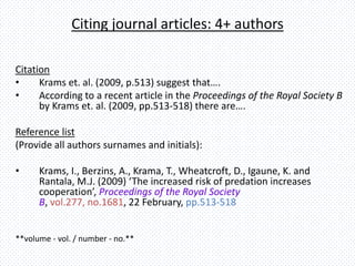 Understanding Citing Referencing Harvard Style