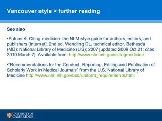 Nlm Reference Style Example Citing & referencing | PPT