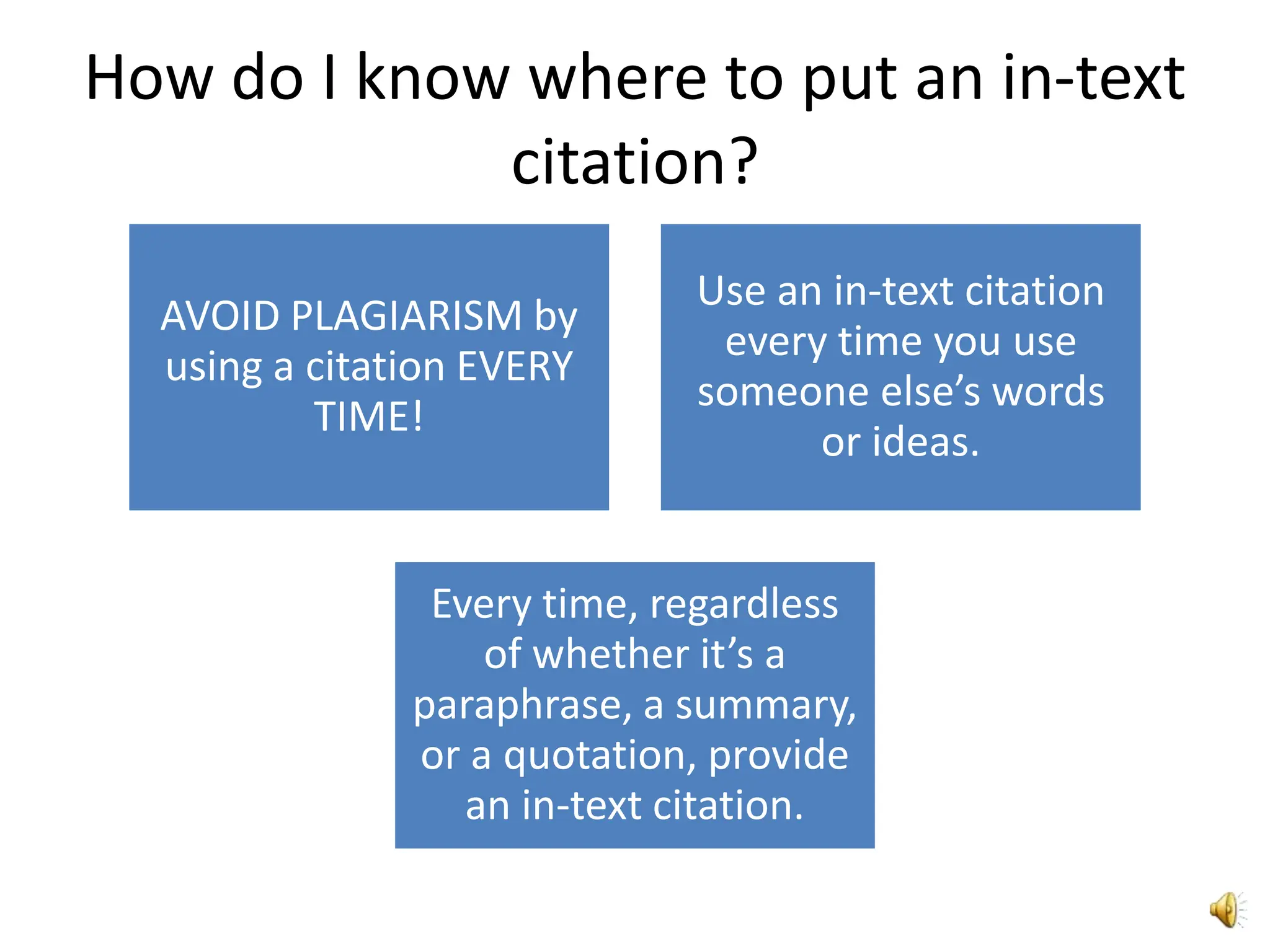 How do I know where to put an in-text citation?
