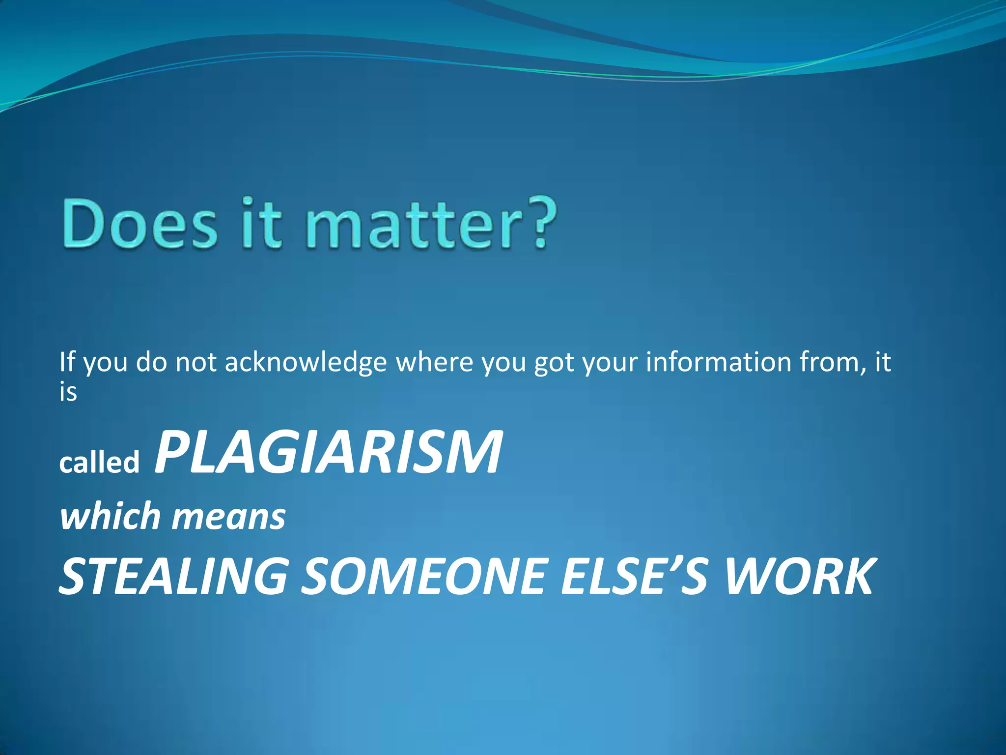 To give your reader sources that they can follow upWhen should you cite?Every time you quote directly from someone’s worke.g. “When writing a piece of work, whether essay, seminar paper, dissertation, project or article, it is essential that detailed and precise information on all sources consulted is included in your text and in the reference list at the end of your work”.  (Pears & Shields, 2008)Every time you paraphrase someone else’s worke.g.It is of paramount importance that, whatever form your writing takes, all sources must be included both in the body of your work and in the bibliography. (Pears & Shields, 2008)