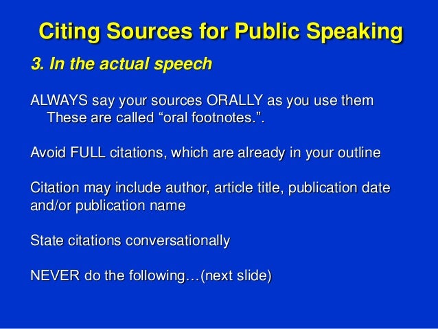 how to cite your sources in a speech