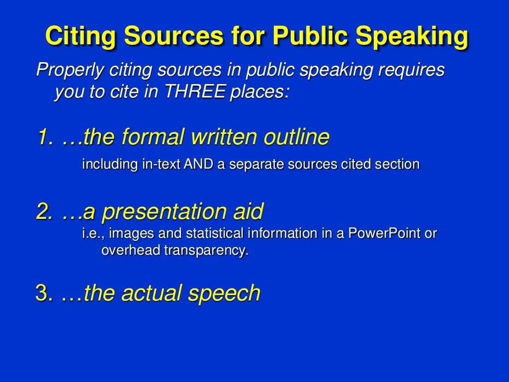 cite sources in a speech