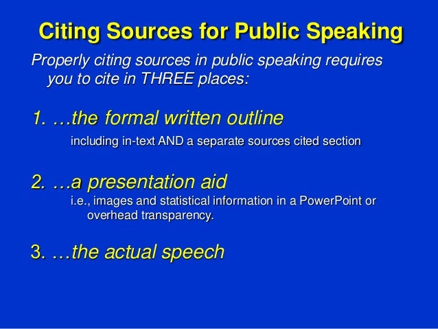 references in a speech to sources used is called