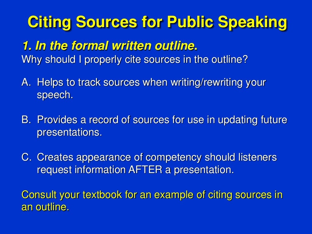 cite sources in a speech