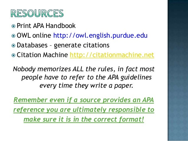 Citing Your Sources APA