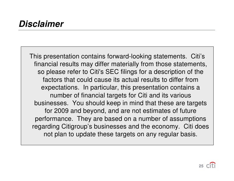 Disclaimer This Presentation Contains Forward looking