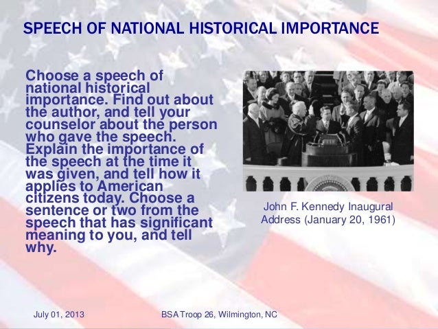 Help with speech national historical importance