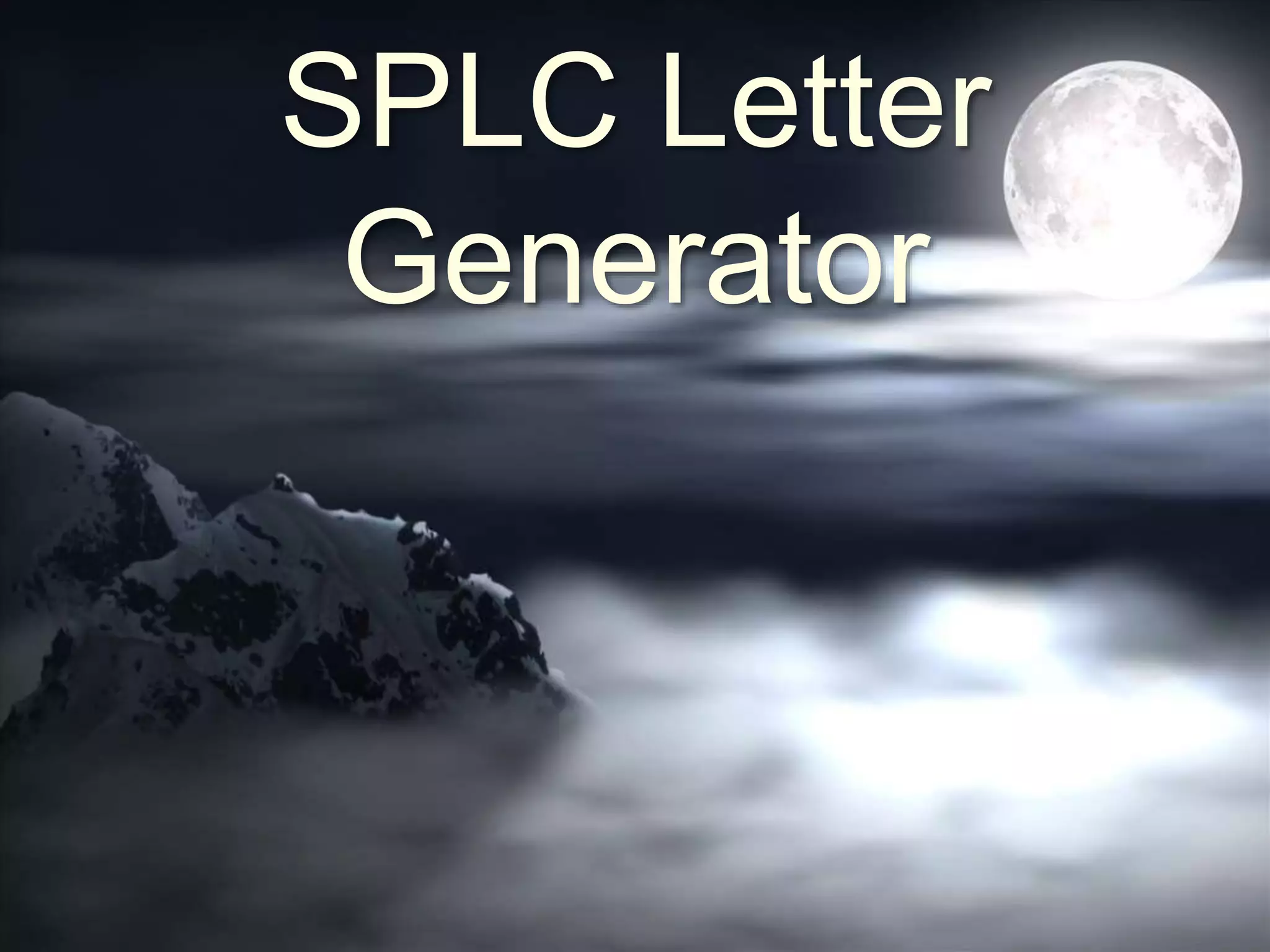 SPLC Letter
Generator
 