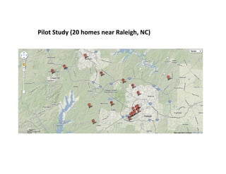 Pilot	
  Study	
  (20	
  homes	
  near	
  Raleigh,	
  NC)	
  
 