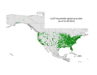  
                          	
  
6,127	
  households	
  signed	
  up	
  to	
  date	
  	
  
           (as	
  of	
  12-­‐28-­‐2011)	
  
                          	
  
                          	
  
 