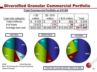 Diversified Granular Commercial Portfolio
                              Total Commercial Portfolio at 3/31/09

           ...