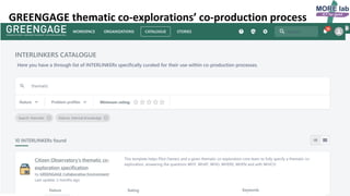 21
GREENGAGE thematic co-explorations’ co-production process
Interfaz de usuario gráfica, Texto, Aplicación, Correo electrónico
Descripción generada automáticamente
 
